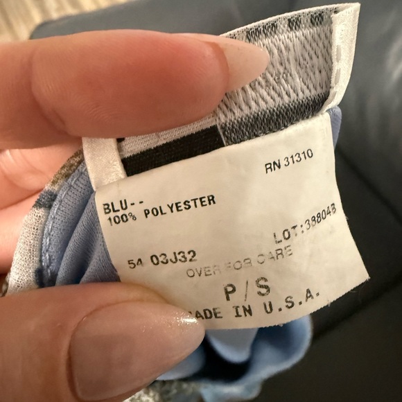 I.N. Studio Blue and Tan Paisley Long Sleeve Top - Picture 5 of 5